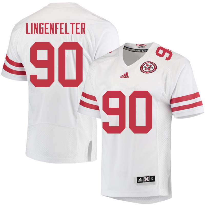 Men #90 Ben Lingenfelter Nebraska Cornhuskers College Football Jerseys Sale-White